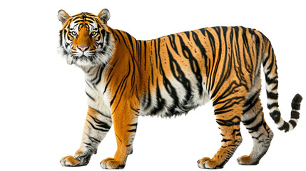 Majestic Tiger Standing Next to White Background