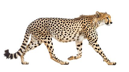 Cheetah Walking Across White Background