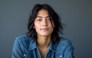 Fototapeta premium Woman With Long Hair and Denim Shirt