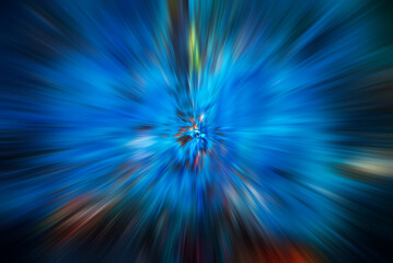 Abstract radial background, Blue Rays Zoom in Motion Effect, Light Color Trails - 725496139