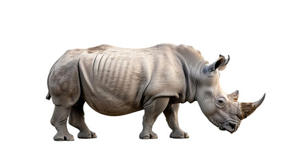 White Rhinoceros Standing on White Background