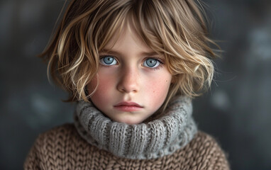 Close Up of a Multiracial Child Wearing a Sweater