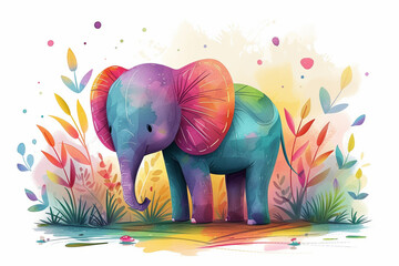 A lonely, colorful cartoon elephant adds vibrancy and cheer to design projects. Explore this whimsical, high-resolution illustration on Adobe Stock for creative inspiration.
