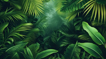 Fototapeta na wymiar Nature leaves, green tropical forest, backgound illustration concept