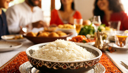 Plate of Rice at Family Table
