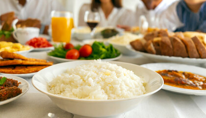 Plate of Rice at Family Table