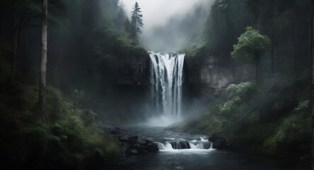 waterfall in the morning , Waterfall, forest, jungle