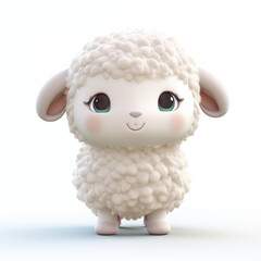 sheep toy isolated on white 3D render