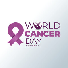 World Cancer Day is an international day marked on 4 February to raise awareness of cancer. Cancer protection concept. Gradient Ribbon. Social Media Poster isolated vector. latest illsutration.