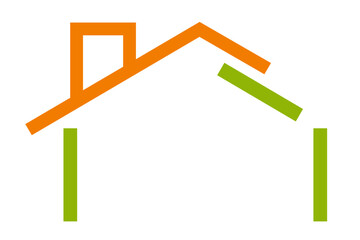 Logo, logotype, logo design, house, cottage, roof, green, orange