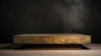 Minimalist vintage-inspired brass podium for product showcasing - obrazy, fototapety, plakaty