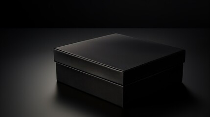 Black jewelry box concept with lid slightly ajar and empty interior - obrazy, fototapety, plakaty