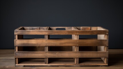 Empty wooden crate dividers for handcrafted item display