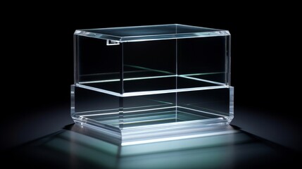 Tech gadgets in opened clear acrylic box with full view