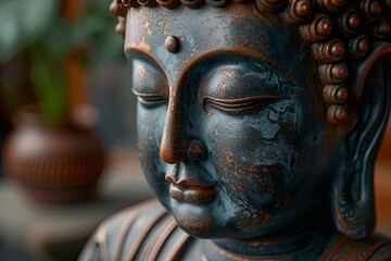 Buddha statue close up. Mediation and zen concept