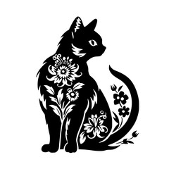 cat svg, cat floral svg, car lover svg, animal svg bundle, domestic pet svg, cat mom svg, cat bundle svg, cat mama svg, cat printable svg, flower svg, plant svg, floral svg, silhouette cat, cat, anima
