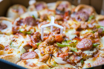 Pizza with Bacon Cheese Crust