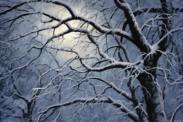 snowy tree branch. Generative AI