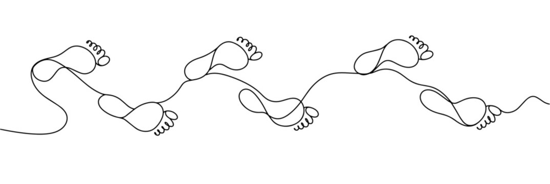 recommend clip art: Footprints. Feet. Gait. One line.
