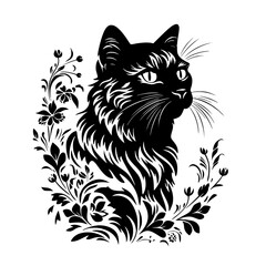 cat svg, cat floral svg, car lover svg, animal svg bundle, domestic pet svg, cat mom svg, cat bundle svg, cat mama svg, cat printable svg, flower svg, plant svg, floral svg, silhouette cat, cat, anima