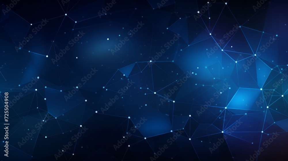 Wall mural futuristic polygonal technology: abstract digital design on dark blue background