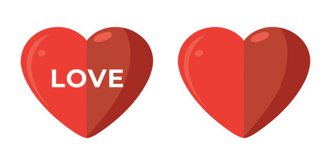 Romantic love heart vector illustration. Love heart illustration symbol icon. Valentine day template element for greeting card, invitation, t-shirt design