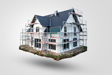 Creative Concept of a Floating Single-Family Home Under Construction