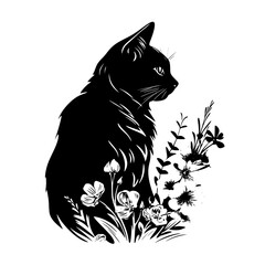 cat svg, cat floral svg, car lover svg, animal svg bundle, domestic pet svg, cat mom svg, cat bundle svg, cat mama svg, cat printable svg, flower svg, plant svg, floral svg, silhouette cat, cat, anima