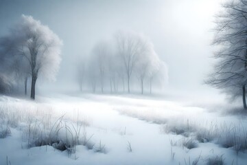A winter scane with snow creating a soft 