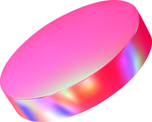 3d render pink holographic iridescent primitive