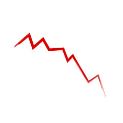 Financial chart arrow with moving down arrow graph transparent png or isolated on white background