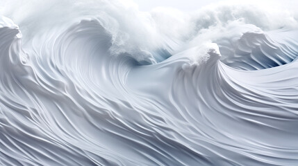 White background made of wavy liquid or smoke. Light, elegant fabric that turns into steam. Graceful background.
