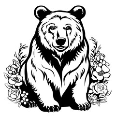 Bear clipart, valentine day, valentine clipart, cute bear svg, animal svg, animal eps, animal clipart, jungle png, tiger, animal, vector, tattoo, head, cat, wild, illustration, mammal, bear, logo, des