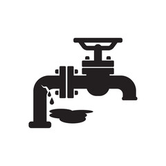 Broken Pipe Icon, Leakage In Pipe Vector Art Illustration