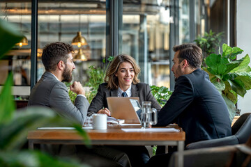 Business Group Engaged in Discussion Around Conference Table.