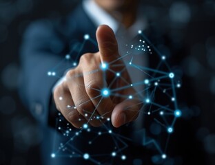 businessman pointing with his finger tax logo icon on a virtual device