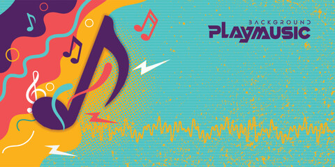 Retro color music background illustration