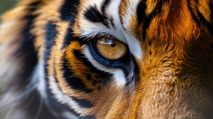 Extreme close up on one tigers eye 