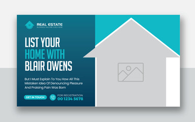 Real estate home selling youtube thumbnail and web banner template	