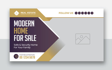 Real estate home selling youtube thumbnail and web banner template	