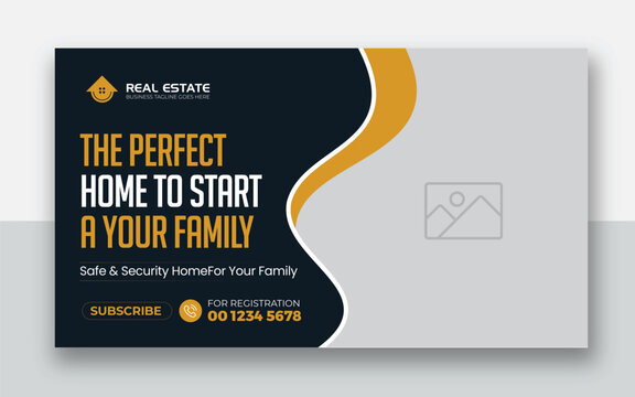 Real estate home selling youtube thumbnail and web banner template	
