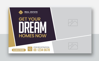 Real estate home selling youtube thumbnail and web banner template	