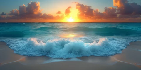 Photo sur Plexiglas Réflexion Painting of a Vibrant Sunset Over the Ocean