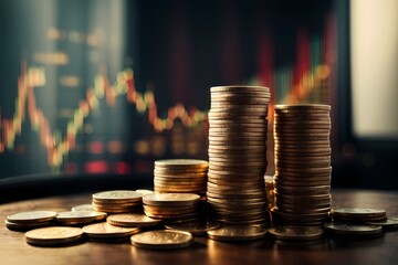 stacks of coins on a black background