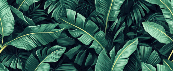 Verdant Foliage: A Multicolored Abstract Jungle of Lush Tropical Plants in a Bright and Vivid Summer Garden