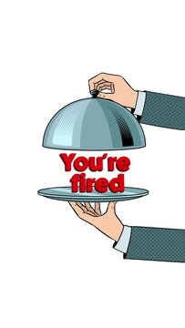 You are fired words on serving tray plate. Vertical Video animation on white background. Hand drawn in a cartoon style. High quality 4k footage