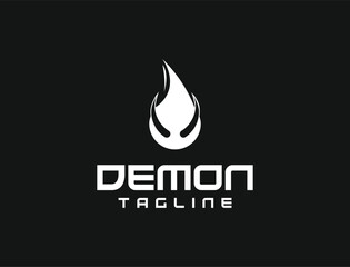 fire skull flame hipster vintage logo, demon or evil logo vector icon illustration
