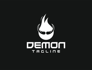 Demon on fire logo, vector, illustration with black background