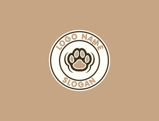 Paw icon illustration. paw print sign and symbol with circle. dog or cat paw
