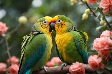 Fototapeta premium two parrots in the park